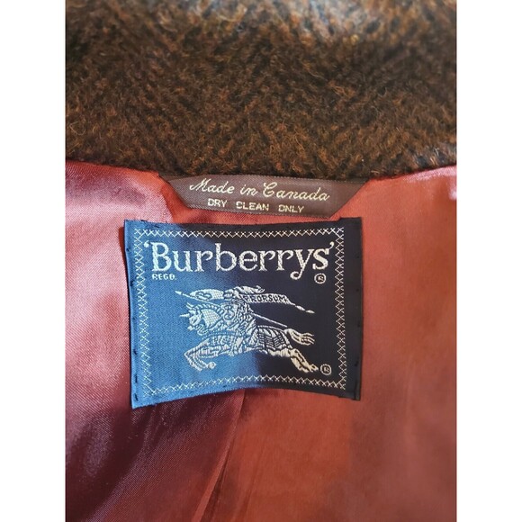 Vintage Burberrys Long Coat Womens Rust & Black Wool Cashmere Size 14R - Picture 15 of 16